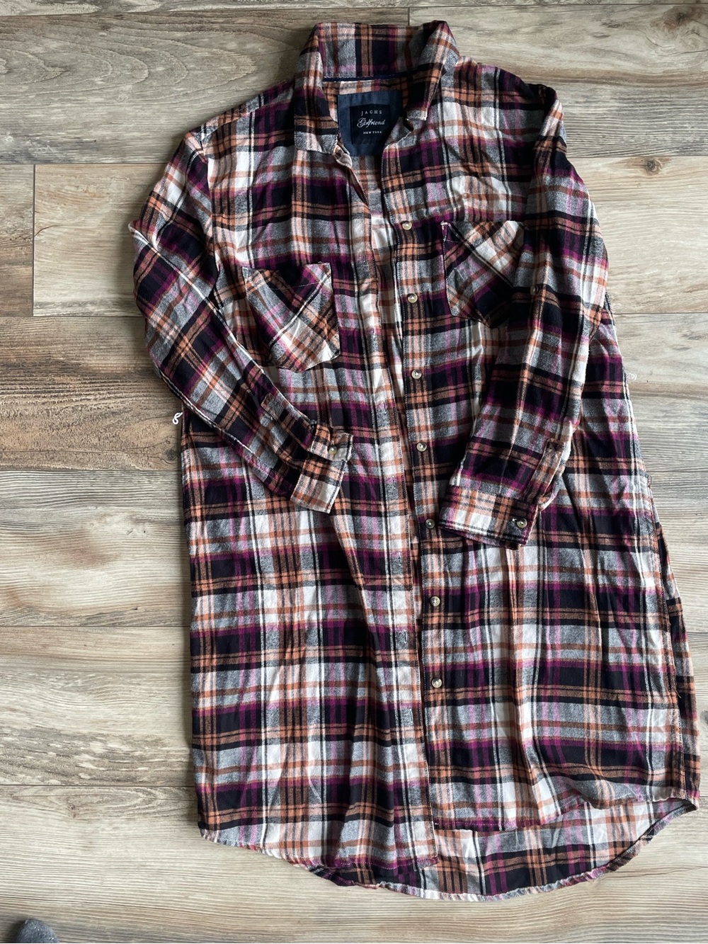 Long plaid shirt dress